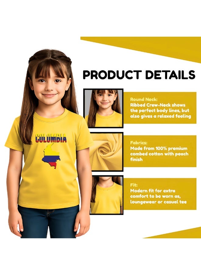 Colombia Kids Girls Tshirt - Round Neck Short Sleeve Cotton T-Shirt - Perfect for Young Colombian Explorer - Great Gift for Travelers - Image 4